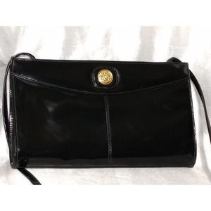 BUENO glam high gloss black Purse gold coin hand shoulder bag